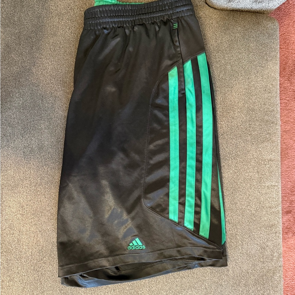 adidas Black and Green Men's Shorts